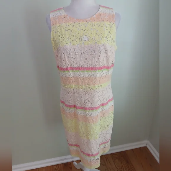 Ann Taylor Eyelet Sleeveless Pastel Sheath Dress